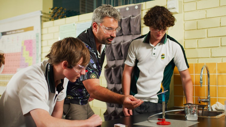 students in science class